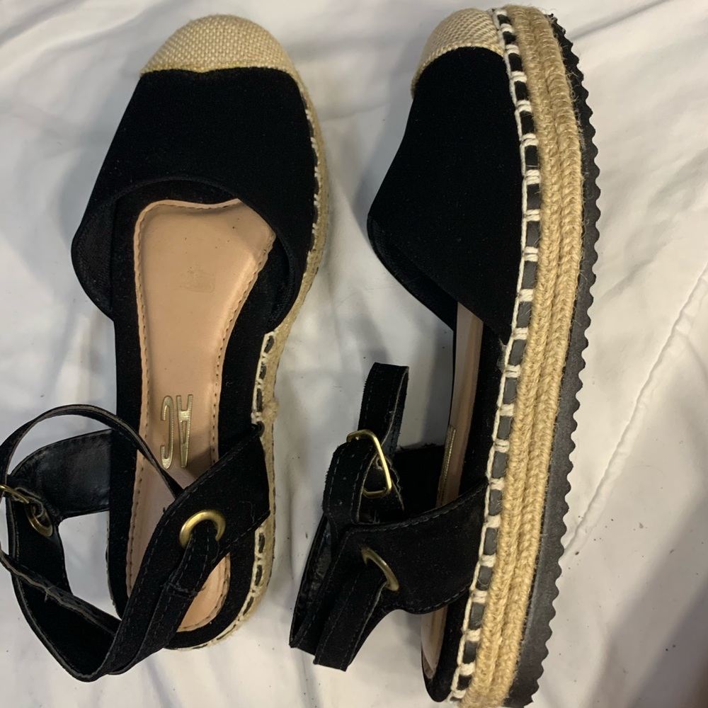 Black and beige sandals